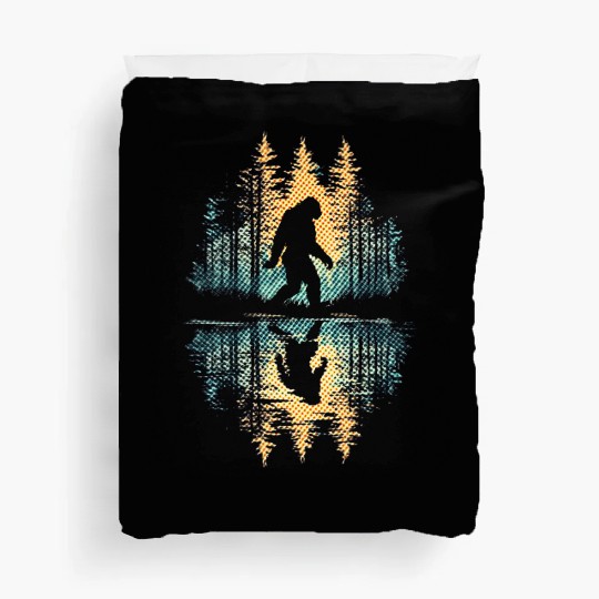 Bigfoot Forest Silhouette | Abstract Reflection Ar Duvet Covers