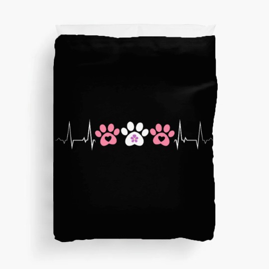 Lesbian Heartbeat Paw Prints Cute Pet Pride Love Duvet Covers