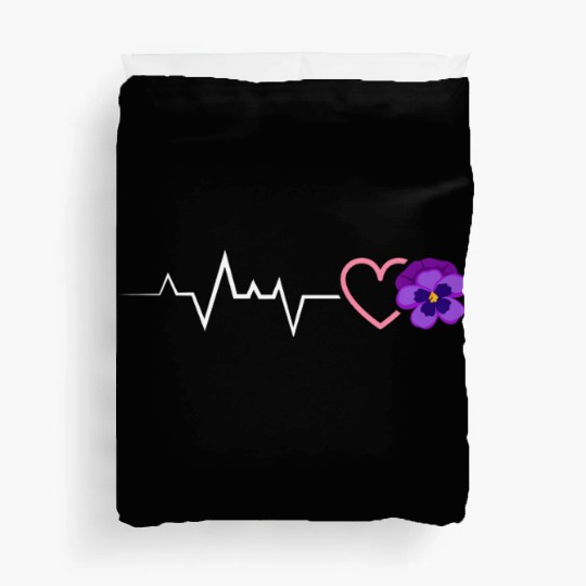 Lesbian Heartbeat Violet Flower Love Pride Duvet Covers
