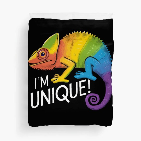 Rainbow Chameleon - "I'm Unique!" Colorful Animal Duvet Covers