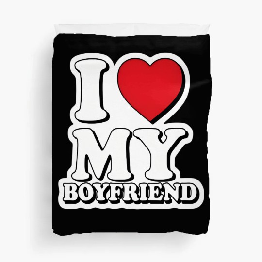 "I Love My Boyfriend" graphic design Duvet Covers