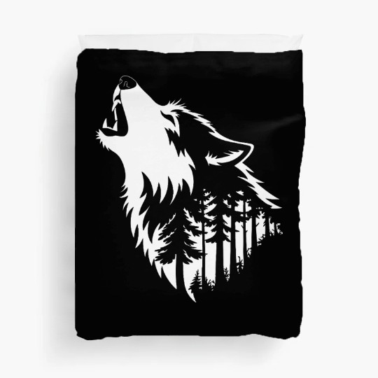 Howling Wolf & Forest Silhouette Duvet Covers