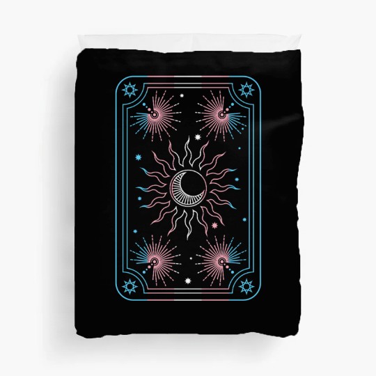 Mystical Transgender Tarot Card with Sun and Moon Duvet Covers