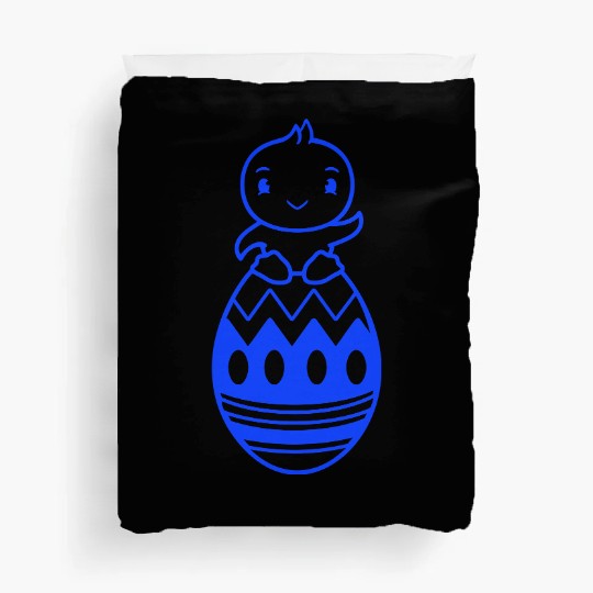 Chick Sits On Giant Easter Egg Waving Easter Sweet Duvet Covers