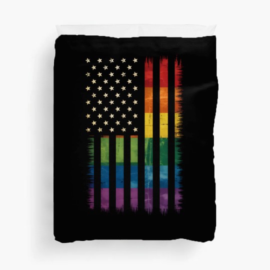 Pride USA America Distressed Rainbow Flag LGBTQ Duvet Covers