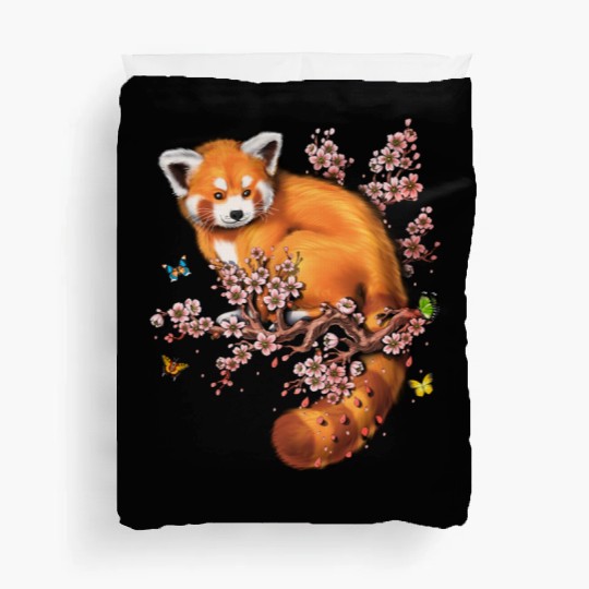 Red Panda Cherry Blossom Duvet Covers