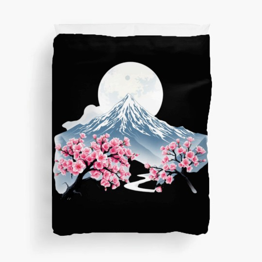 Japanese mount fuji Sakura tree Cherry blossom Duvet Covers