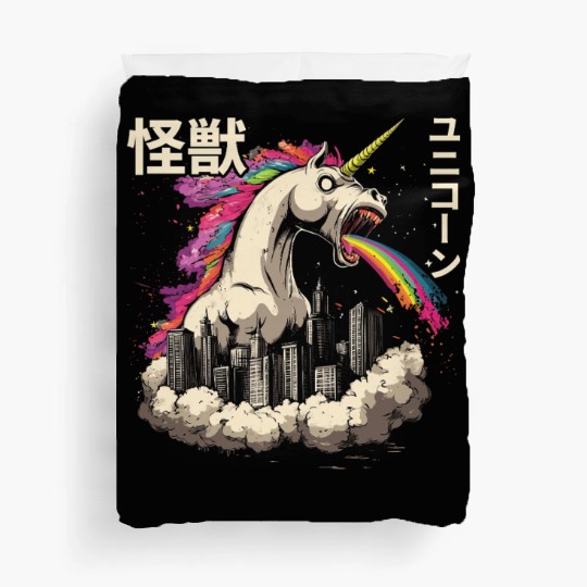 Kaiju Unicorn Japanese Monster Rainbow Duvet Covers