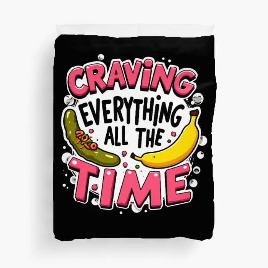 Pregnancy Cravings Funny Maternity Food Baby Bump Duvet Covers