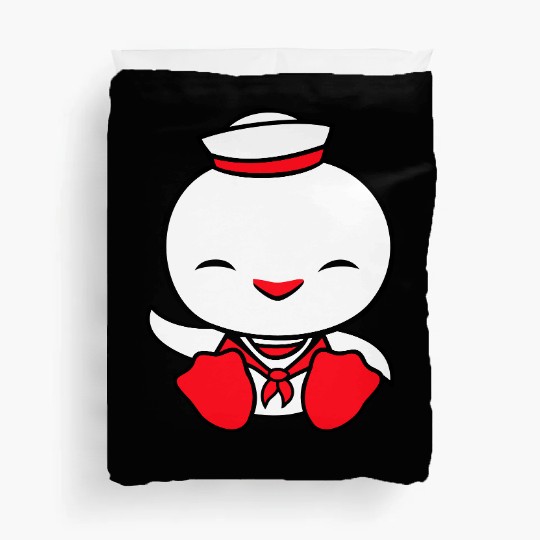 Duck sailor sailor hat waving happily fisherman Duvet Covers