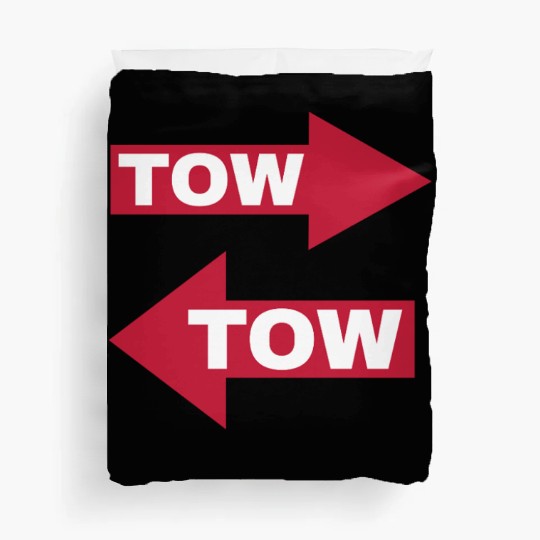 tow arrow red moving automotive because racecar Duvet Covers