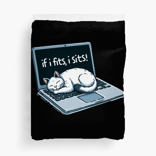 Laptop Cat Nap - If I Fits, I Sits! Duvet Covers