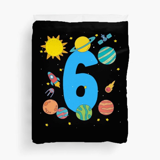 Space Themed Number 6 Birthday Adventure Duvet Covers