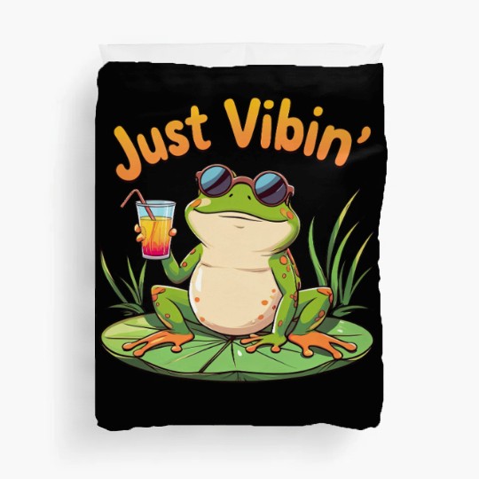Just Vibin' Summer Frog Duvet Covers