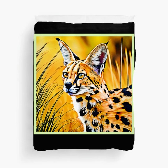 Vivid Cheetah in Golden Savannah Artwork Duvet Covers