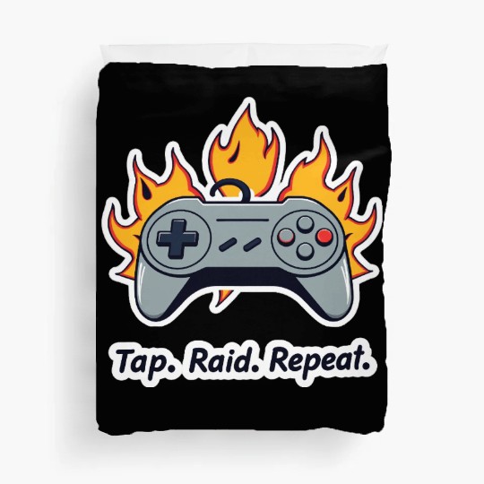 Tap. Raid. Repeat. – Retro Gamer Controller On Fir Duvet Covers