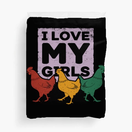 I Love MY Girls Rustic Chicken Farm Stencil Duvet Covers