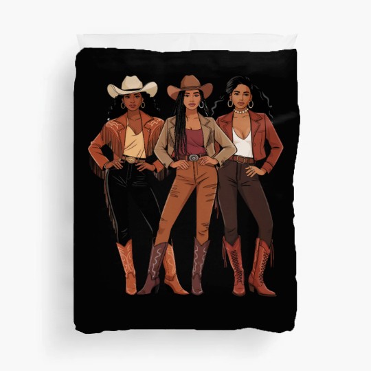 Black African American Cowgirl Rodeo Duvet Covers