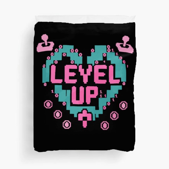 Retro Gamer’s Code Pixel Heart Duvet Covers - Level Up