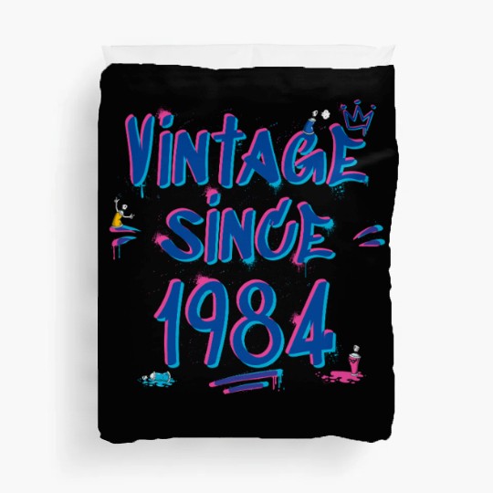Vintage Since 1984 Hip-Hop Graffiti Glitch 41st Duvet Covers