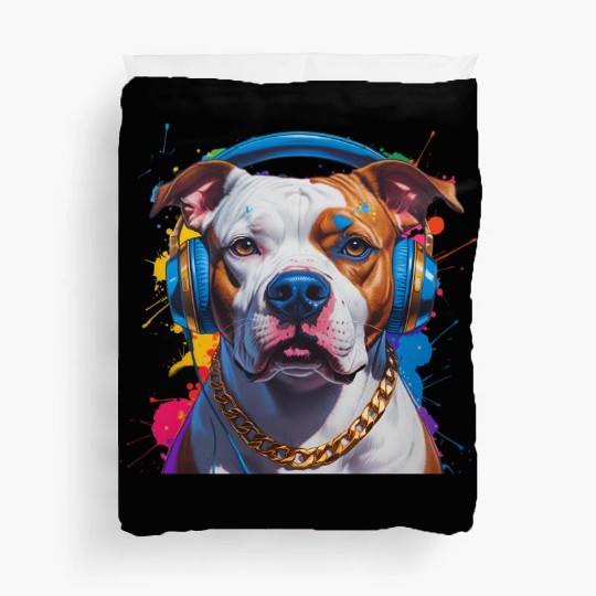 Hip-Hop Pit Bull – Urban Style Pop Art Portrait Duvet Covers