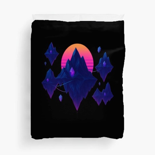 Crystal Skies – Neon Floating Islands Duvet Covers