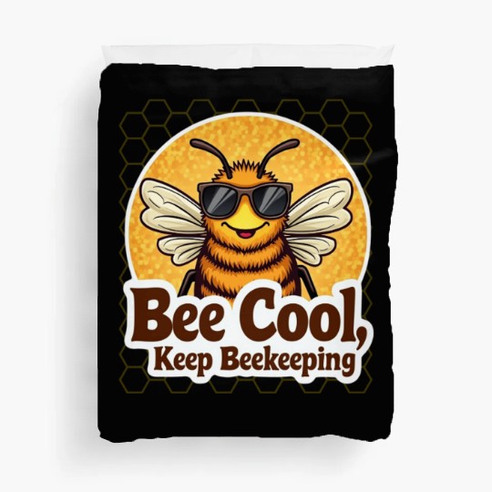 Cool Beekeeper Bee with Sunglasses Duvet Covers