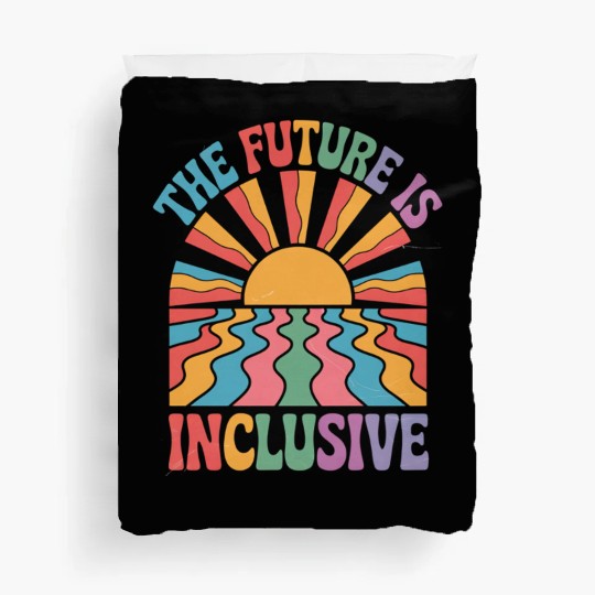 The Future Is Inclusive LGBTQ Rainbow Pride Retro Duvet Covers