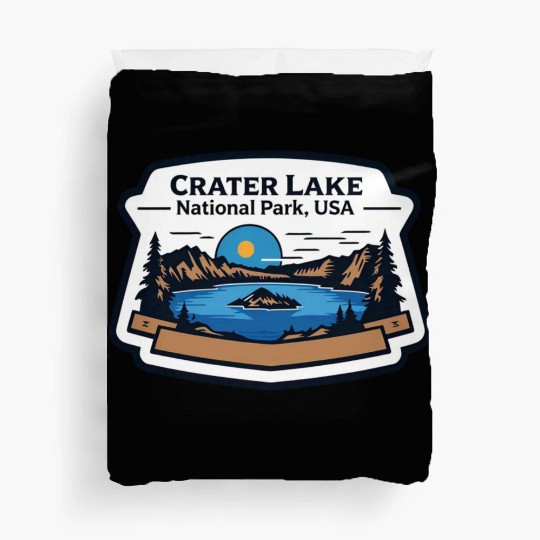 Crater Lake National Park Southern Oregon USA Logo Duvet Covers