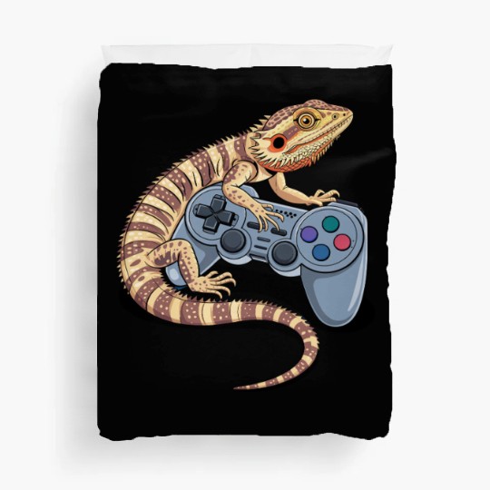 Video Gaming Gamer Pogona Reptile Bearded Dragon Duvet Covers