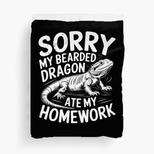 Funny Pogona Reptile Ate My Homework Bearded Duvet Covers