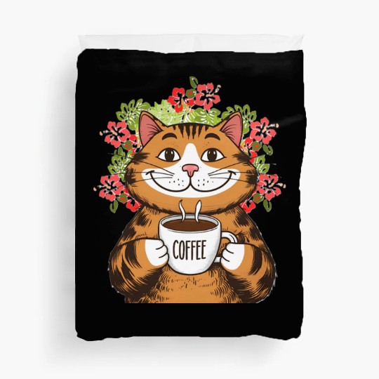 Coffee, Cats & Hibiscus Duvet Covers