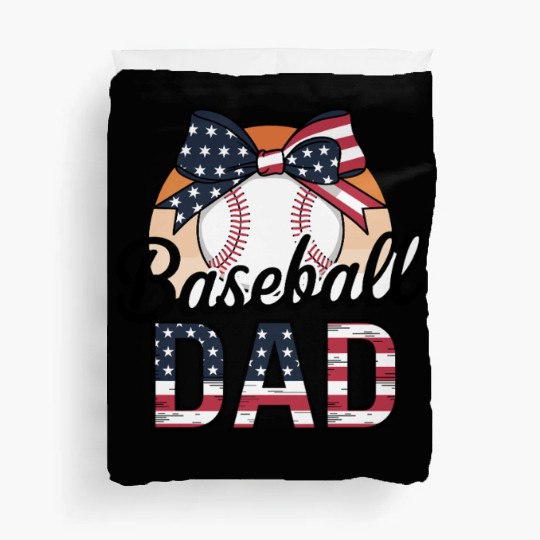 Patriotic Baseball Dad Bow Design For Proud Duvet Covers