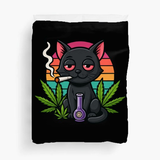 Cute Cat Smoking Weed Duvet Covers