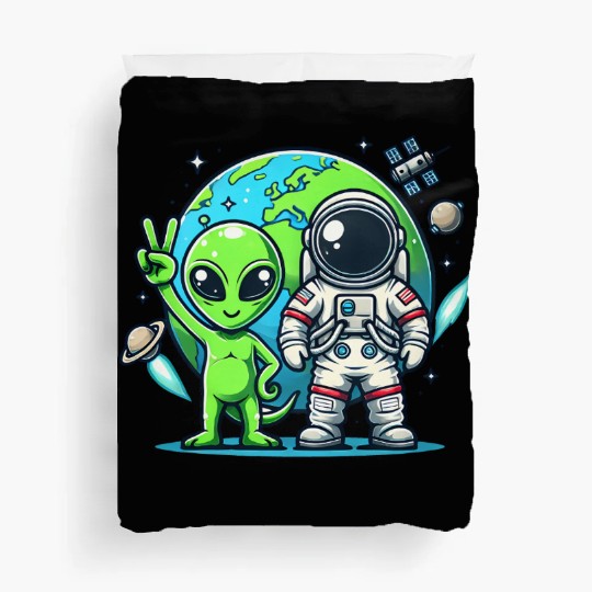 Alien Astronauts In Space Duvet Covers
