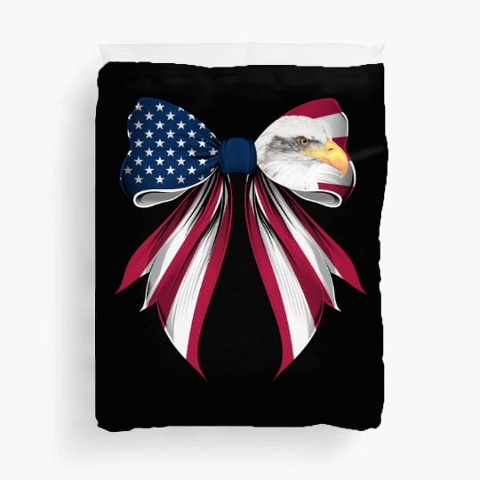 Coquette Bow Bald Eagle Bird US Flag Patriotic Duvet Covers