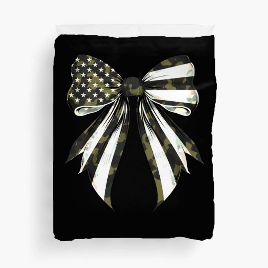 Coquette Bow Camouflage US Flag Pride Patriotic Duvet Covers