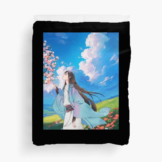 Serene Blossom Anime Aesthetic Duvet Covers