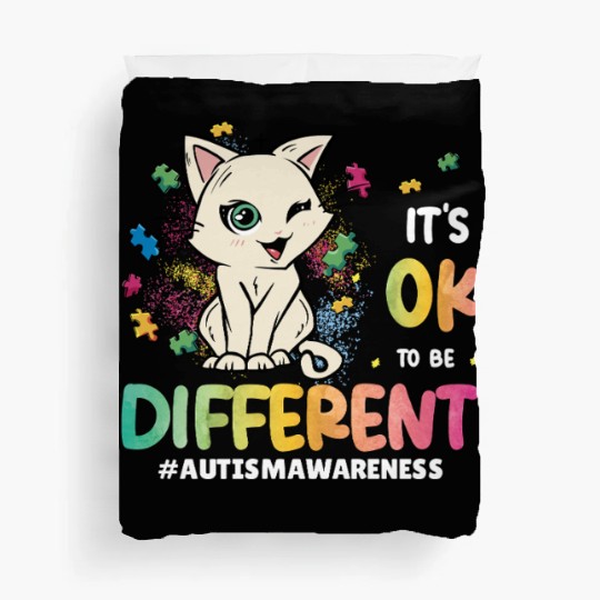 Support Autistic Adults Kids Autism Different Cat Duvet Covers