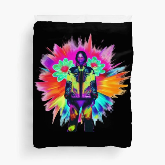 Y2K Bloom: Techwear Meets Luminescent Nature Duvet Covers