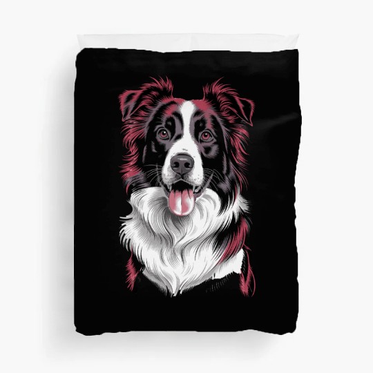 Border Collie Portrait in Vibrant Detail for Dog Duvet Covers