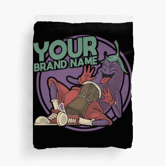 Funky Eggplant Drummer – Funny Cartoon Music T-Shi Duvet Covers