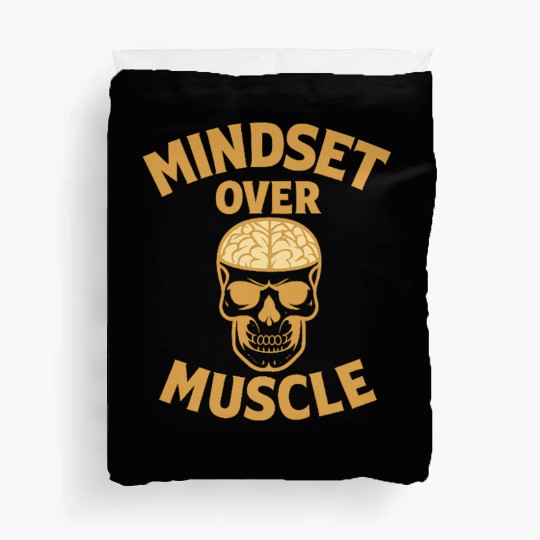 Mindset Over Muscle – Skull & Brain Motivational D Duvet Covers