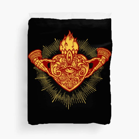 Sacred Heart Claddagh Symbol - Fire Duvet Covers