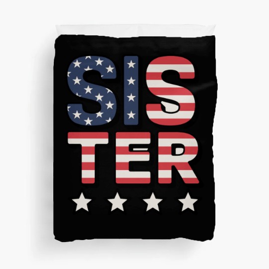 Sister American Flag Stars and Stripes Design Duvet Covers