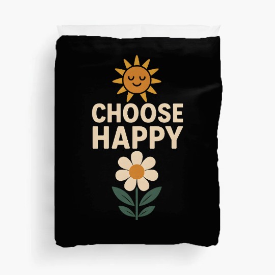 Choose Happy Retro Positivity Sun and Flower Duvet Covers