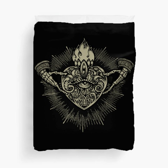 Sacred Heart Claddagh Symbol - Gold Duvet Covers
