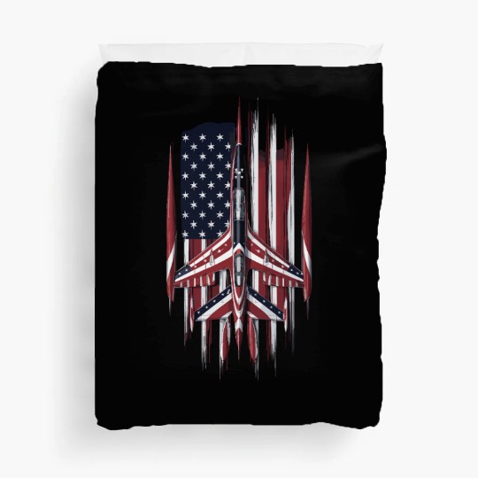 Patriotic Fighter Jet American Flag Art Duvet Covers