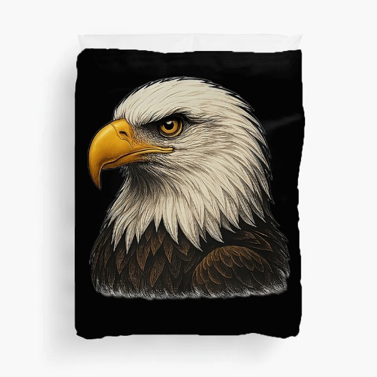 Majestic Bald Eagle Head Illustration Duvet Covers