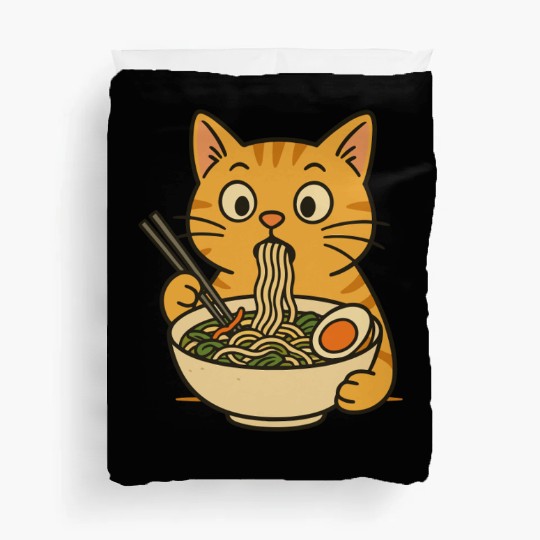 Cat Eating Ramen Duvet Covers